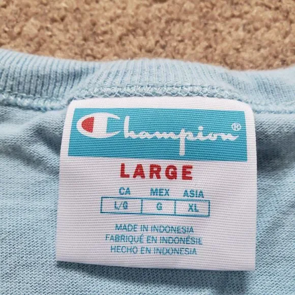 Champion 1919 NY Athletic Department Size Large Mens Light Blue Heavyweight Tee - Picture 3 of 5